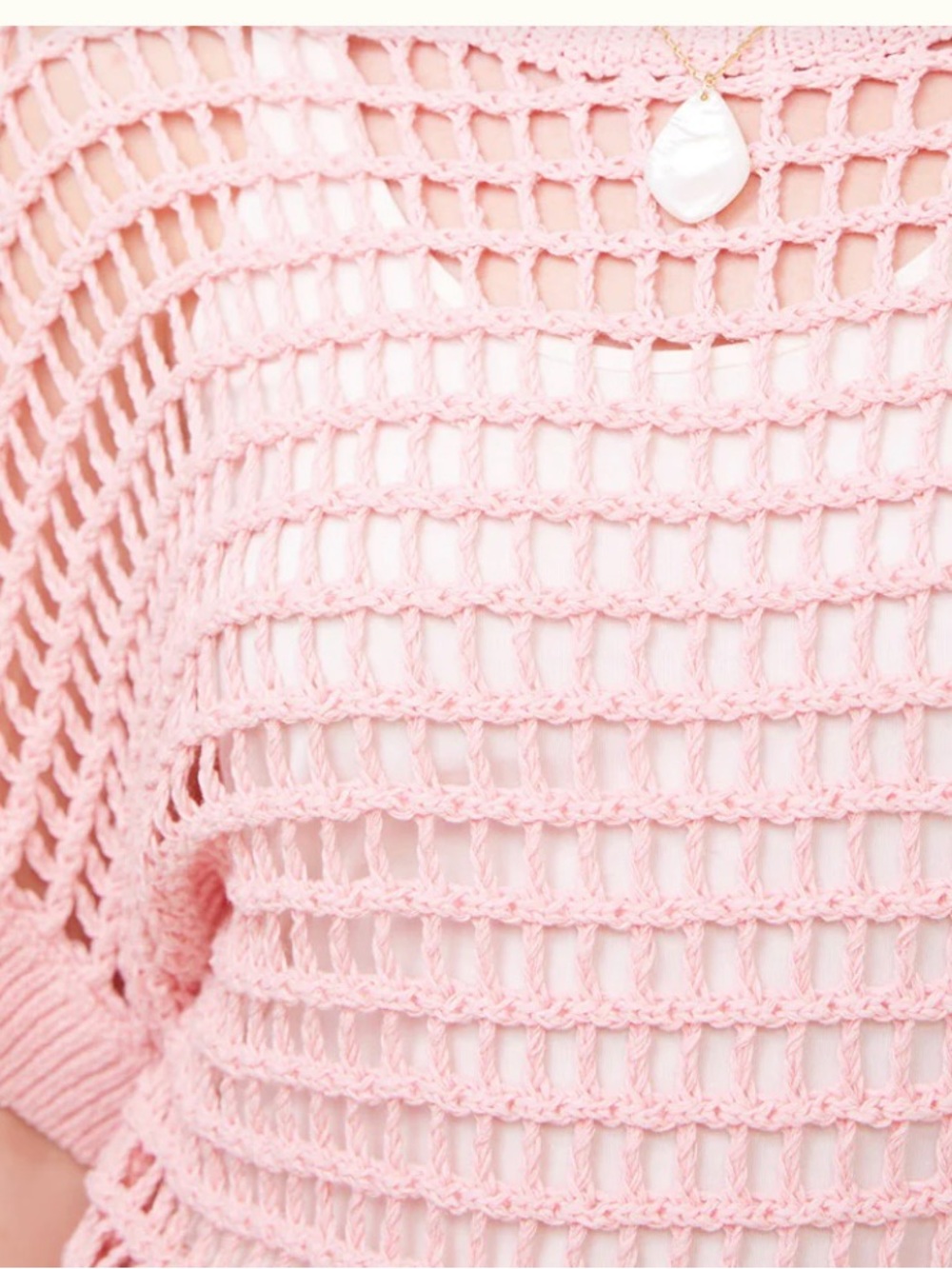 Spartina 449 Pastel Pink Open-Knit Off-the-Shoulder Sweater